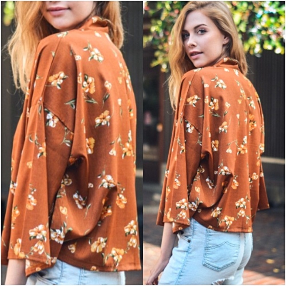 Boho Chic Black Floral Lightweight Cardi Kimono - Picture 6 of 6